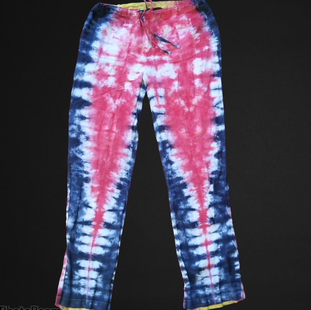 Cynthia Rowley L Tie Dye Linen Long Relaxed Pants
